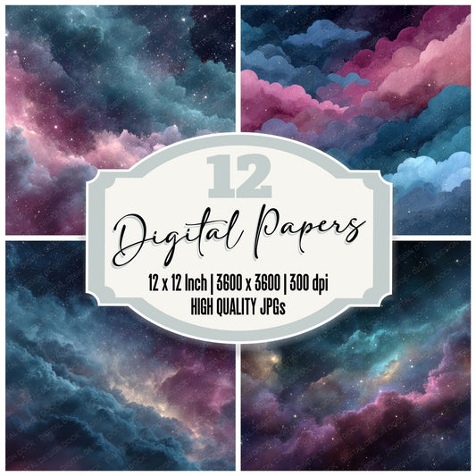 Horizontal Nebula Space Background Digital Paper Pack (DDD000306)