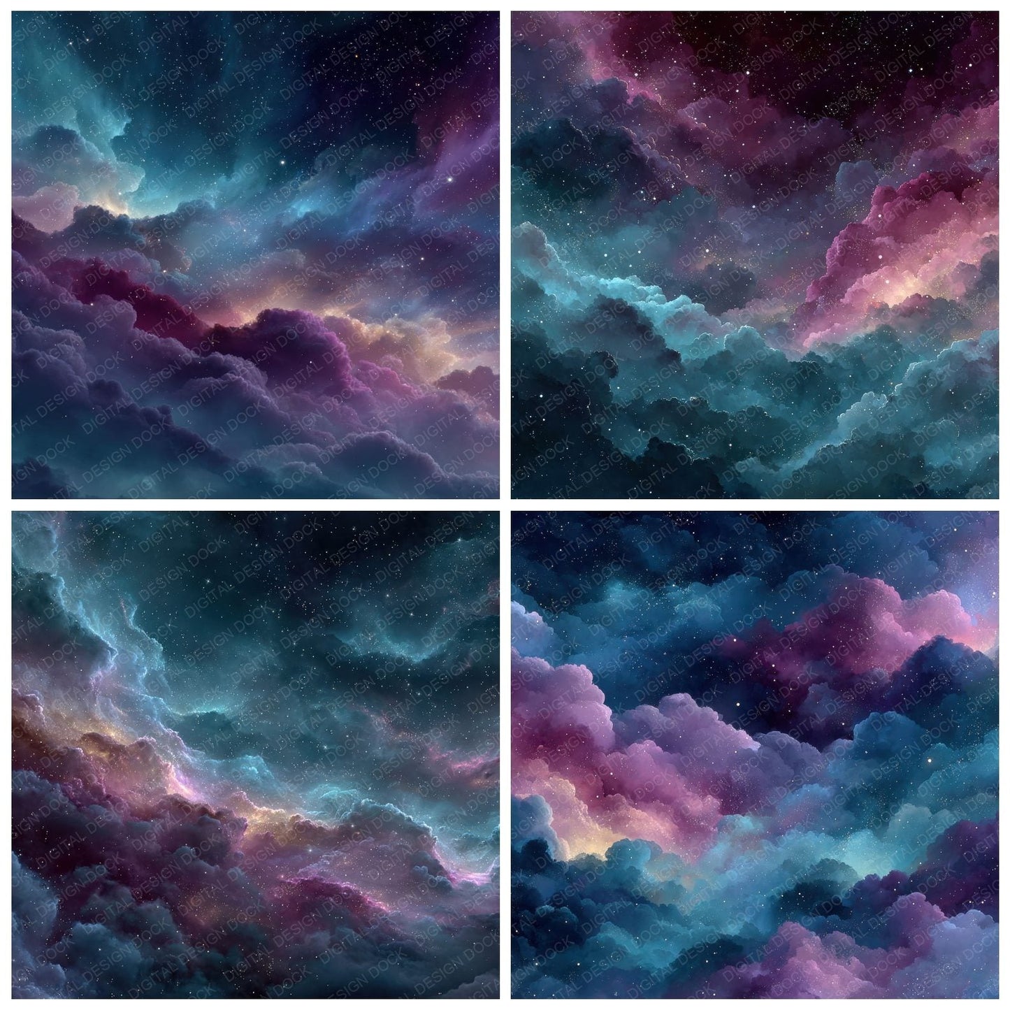 Horizontal Nebula Space Background Digital Paper Pack (DDD000306)