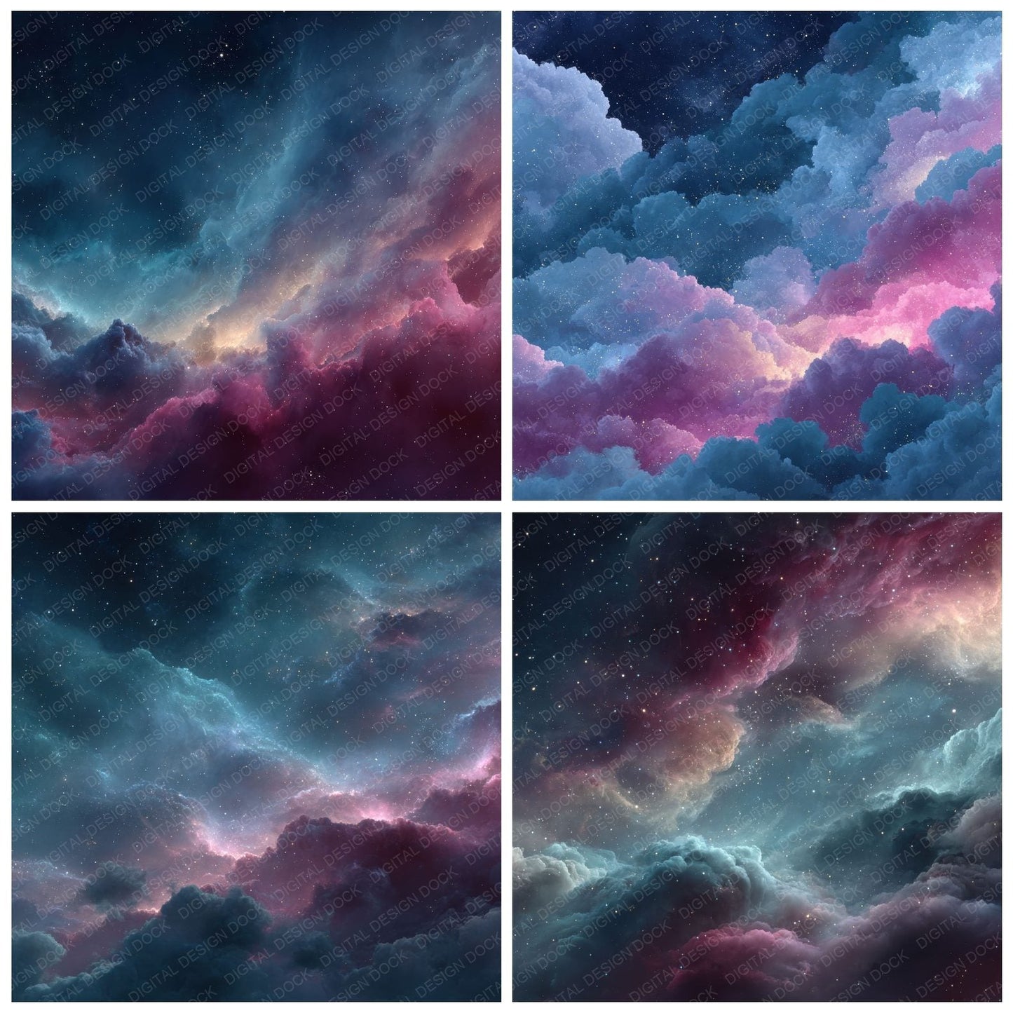 Horizontal Nebula Space Background Digital Paper Pack (DDD000306)