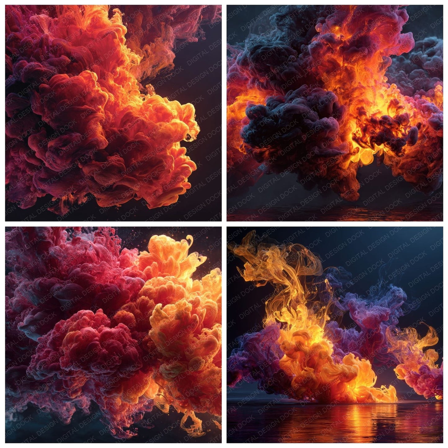 Neon Fire Ink Water Background Digital Paper Pack (DDD000308)