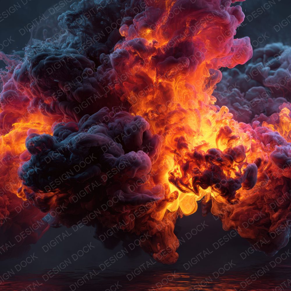 Neon Fire Ink Water Background Digital Paper Pack (DDD000308)