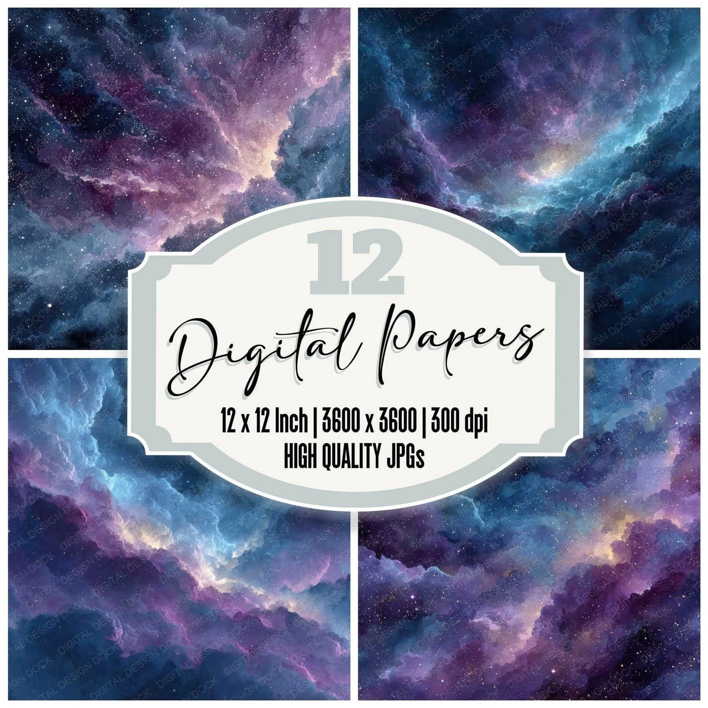 Painterly Galaxy Texture Background Digital Paper Pack (DDD000312)