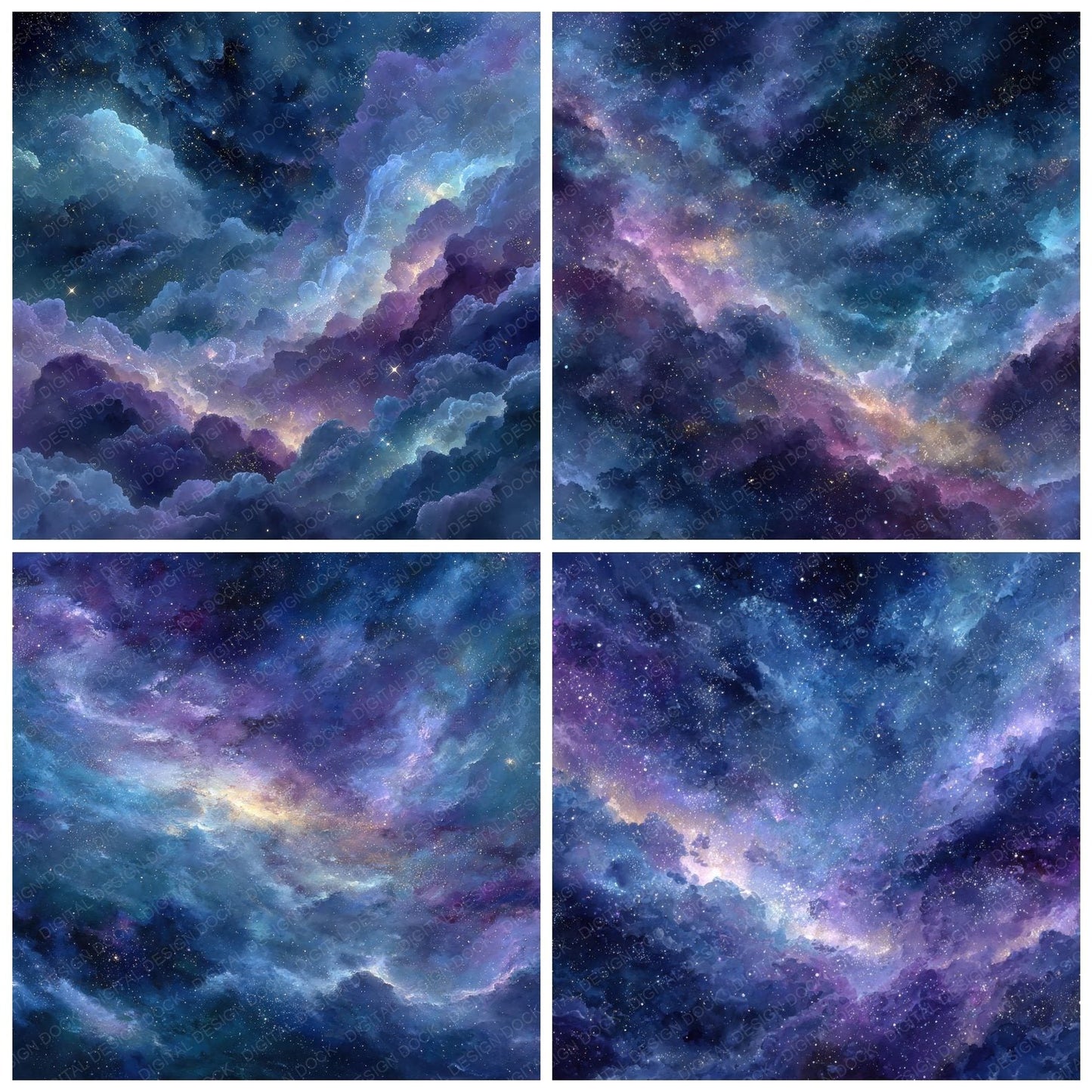 Painterly Galaxy Texture Background Digital Paper Pack (DDD000312)