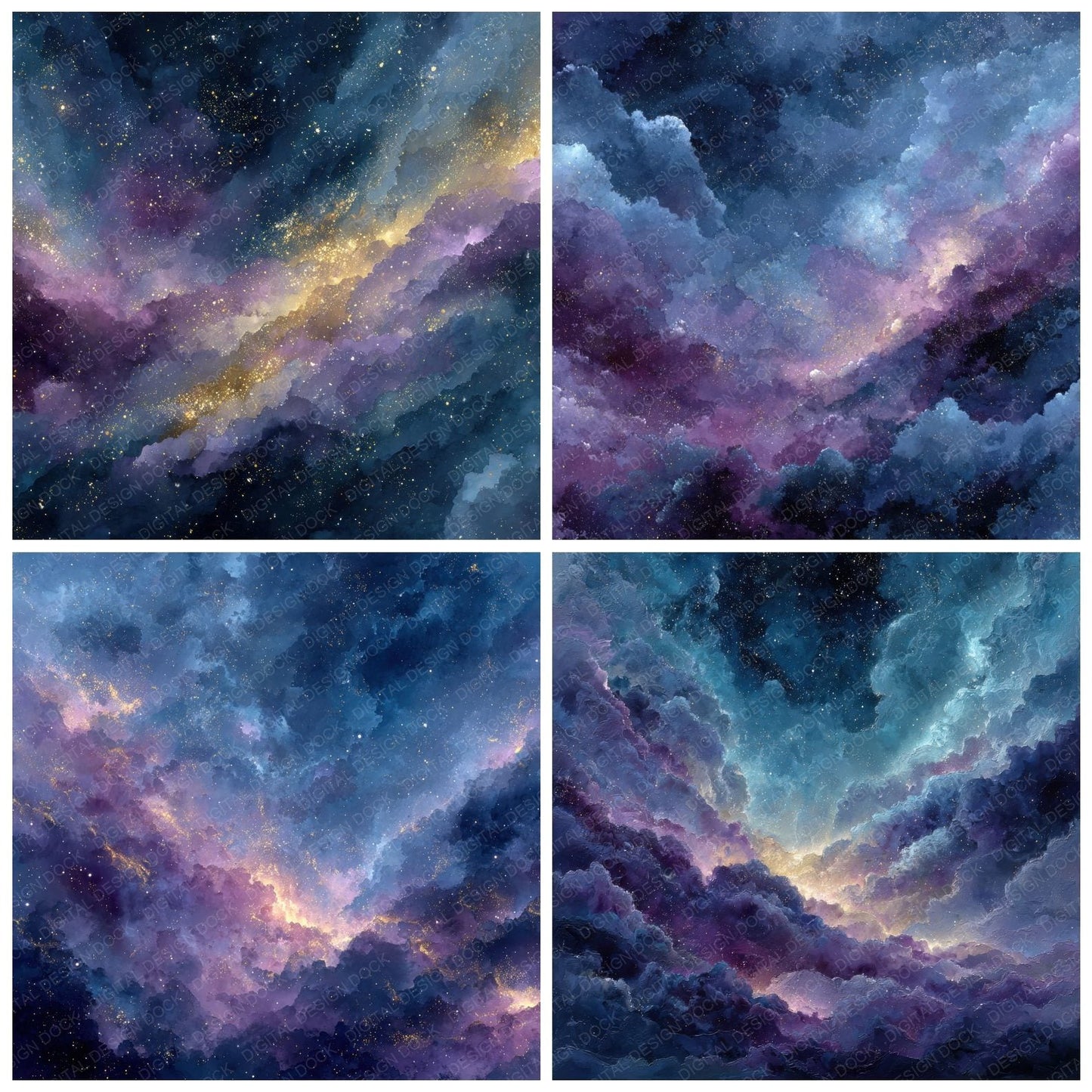 Painterly Galaxy Texture Background Digital Paper Pack (DDD000312)