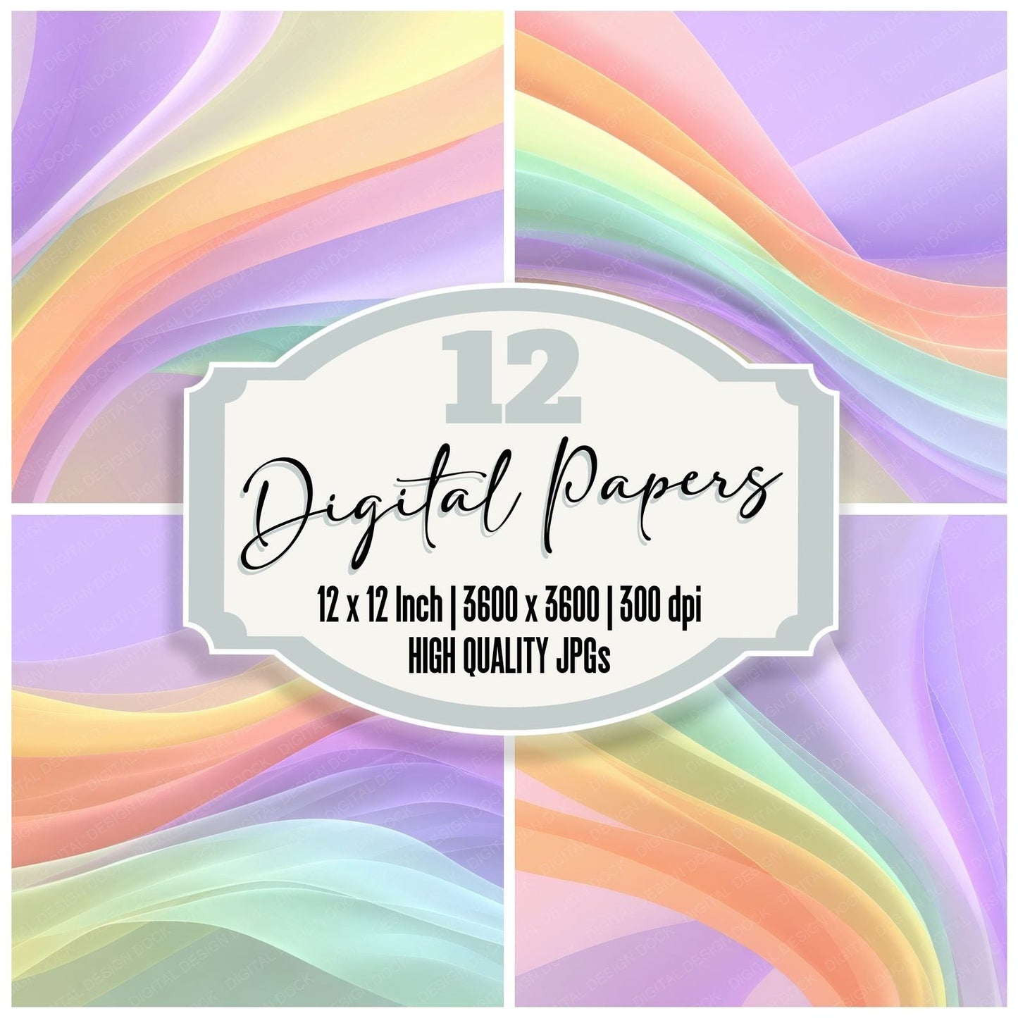 Rainbow Layered Pastel Background Digital Paper Pack (DDD000315)