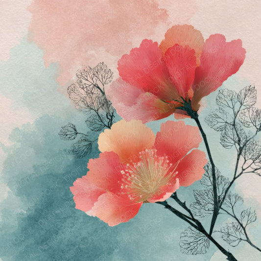 Soft Hidden Floral Wash Background Digital Paper Pack (DDD000316)