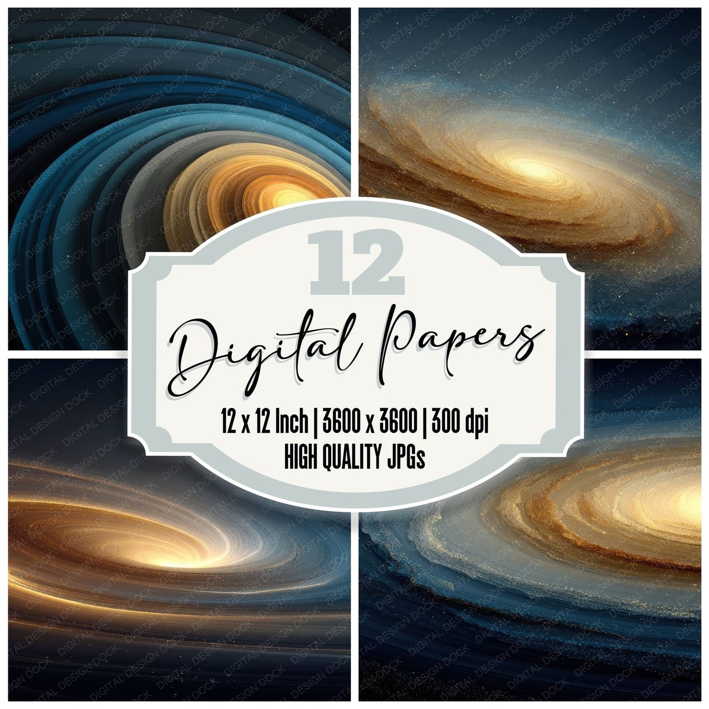 Spiral Core Space Background Digital Paper Pack (DDD000317)