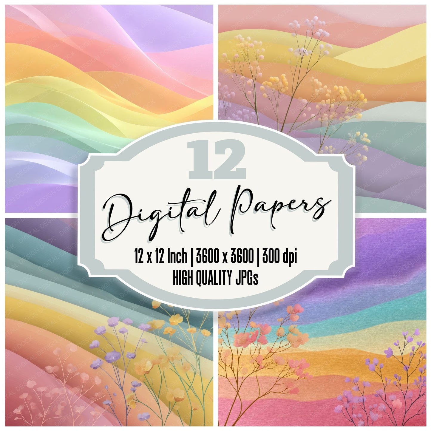 Subtle Floral Veil Wash Background Digital Paper Pack (DDD000318)