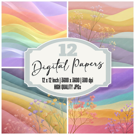 Subtle Floral Veil Wash Background Digital Paper Pack (DDD000318)