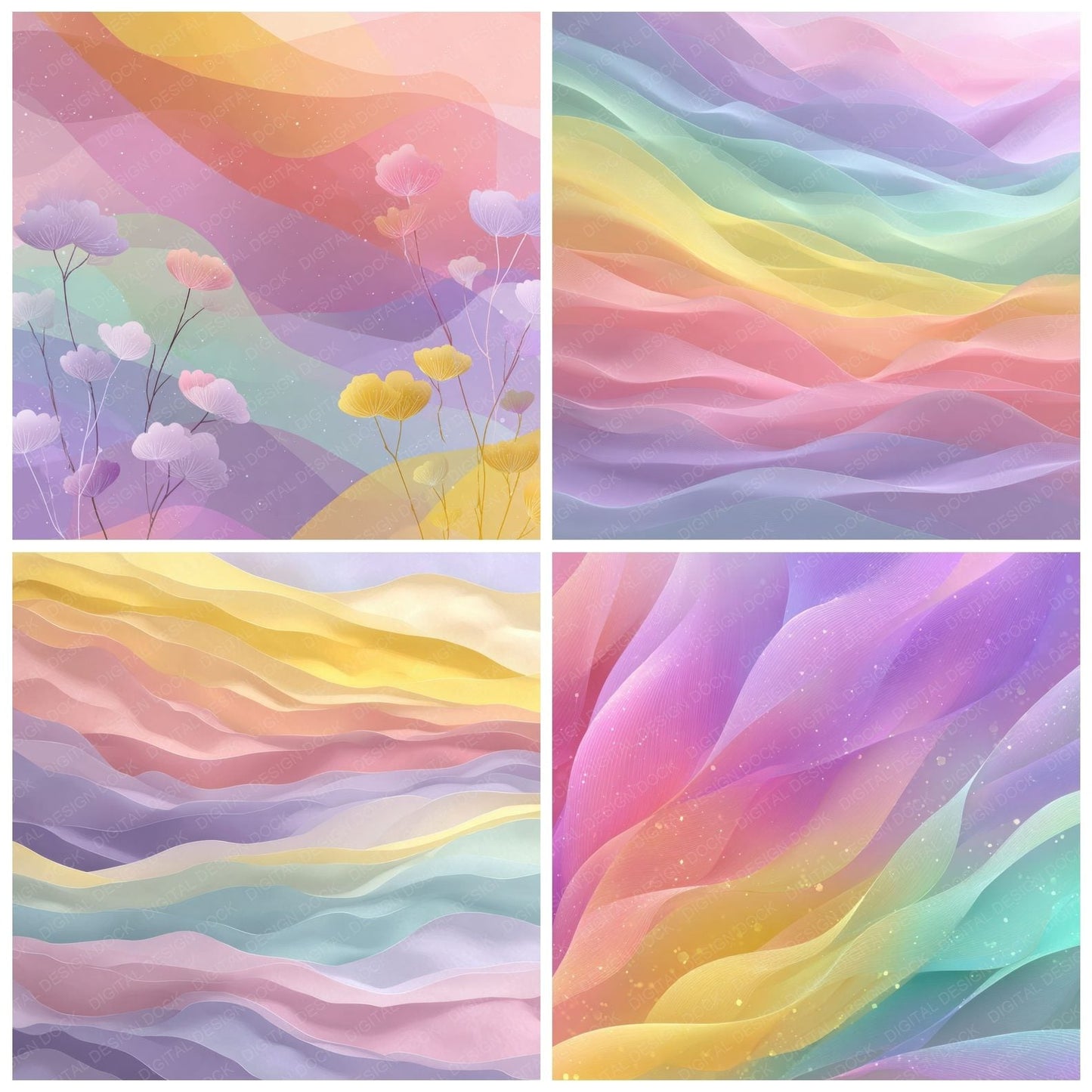 Subtle Floral Veil Wash Background Digital Paper Pack (DDD000318)