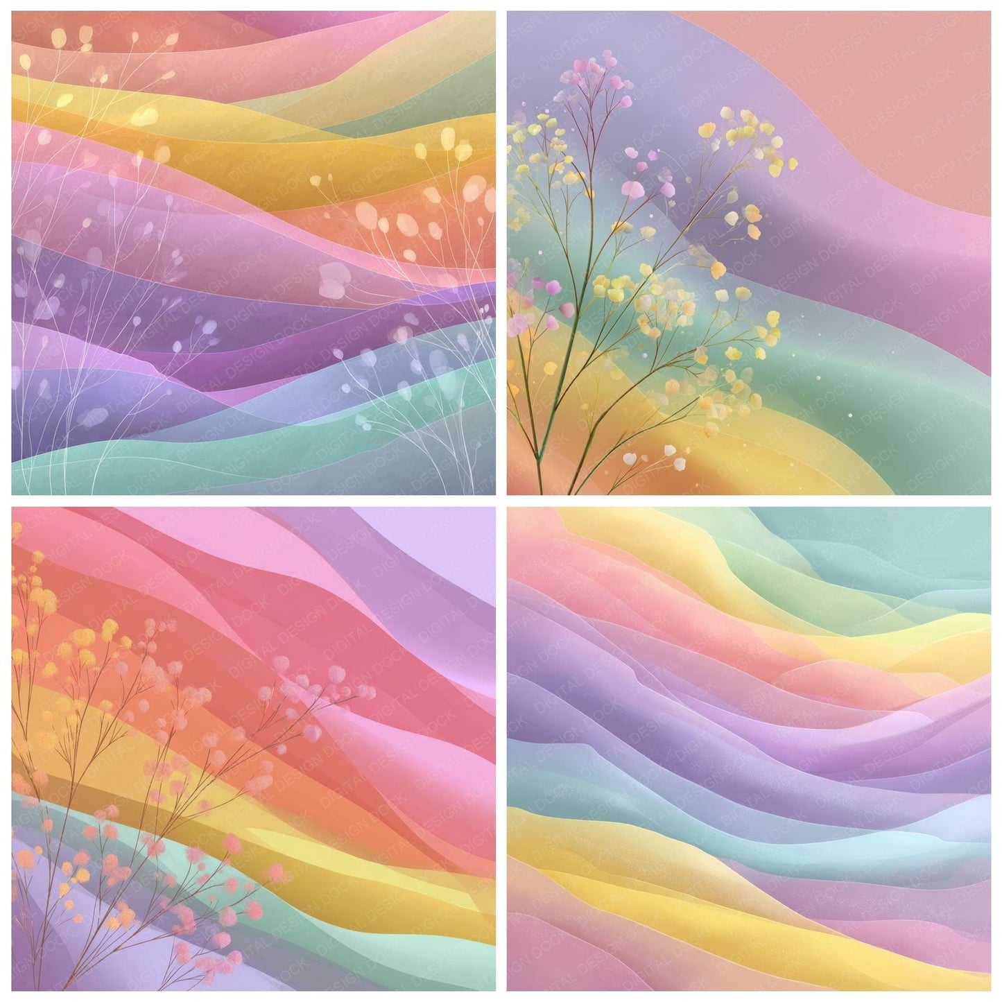Subtle Floral Veil Wash Background Digital Paper Pack (DDD000318)