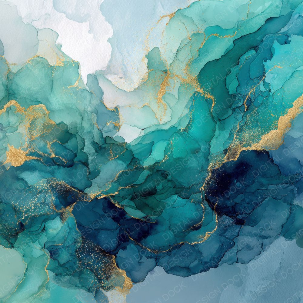 Teal Alcohol Ink Background Digital Paper Pack (DDD000319)