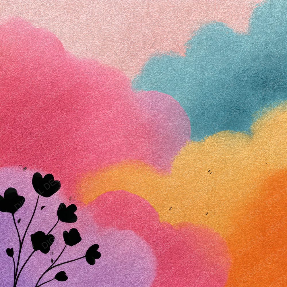 Whisper Floral Rainbow Wash Background Digital Paper Pack (DDD000320)