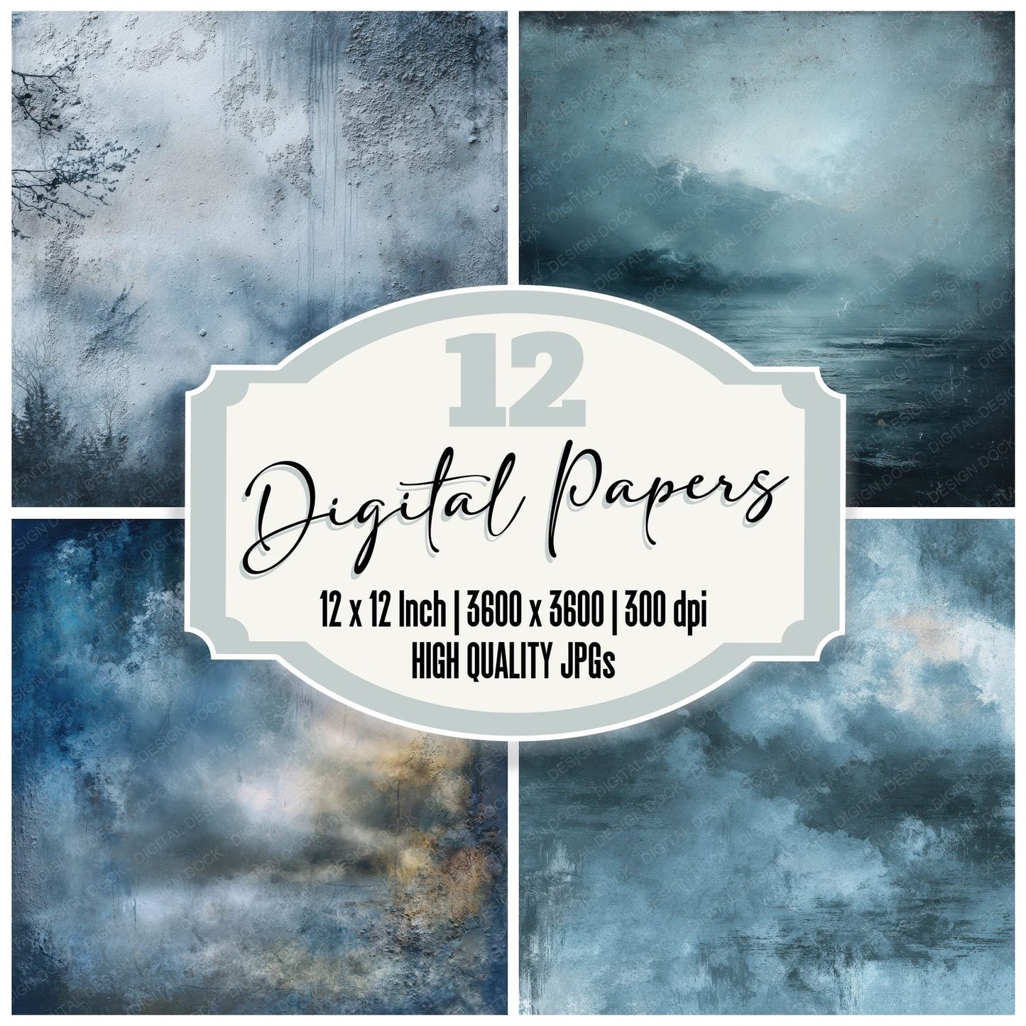 Blue Ash Fog Texture Digital Paper Pack (DDD000321)