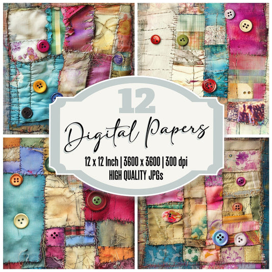 Colourful Button Fabric Digital Paper Pack (DDD000325)