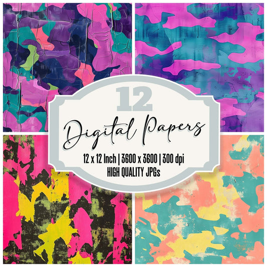 80s Colourful Camouflage Digital Paper Pack (DDD000327)
