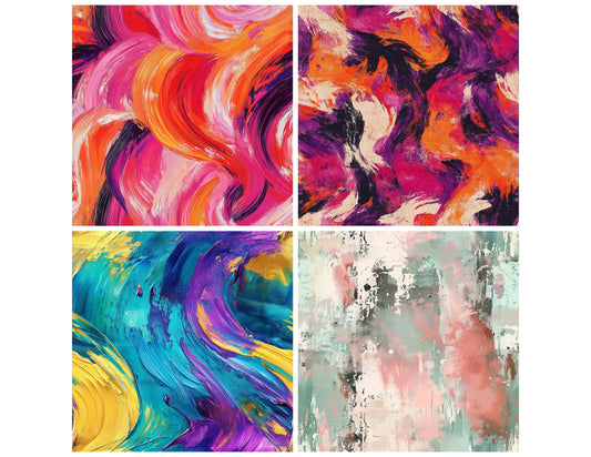 Preview layout showing 80s Colourful Seamless Patterns papers arranged as background pages for junk journals and mixed media crafts