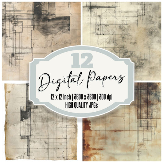 Abandoned Blueprints Oil Digital Paper Pack (DDD000329)
