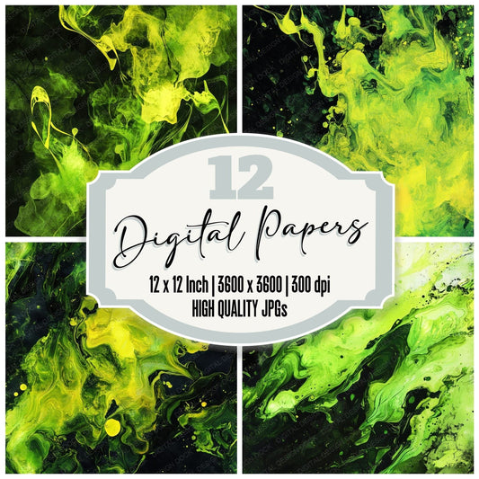 Acid Green Ink Digital Paper Pack (DDD000332)