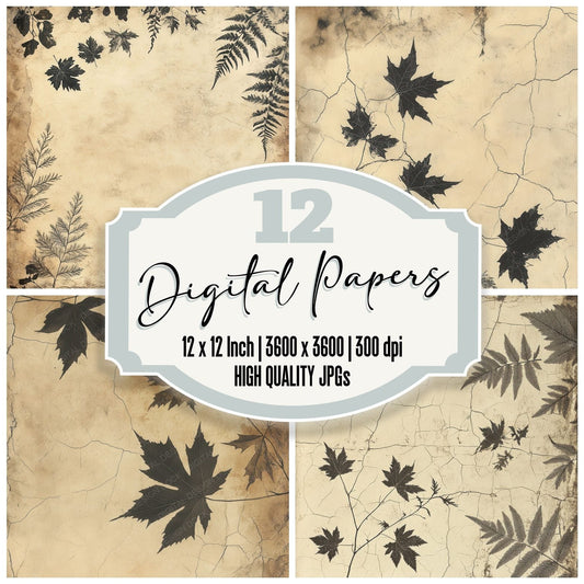 Aged Ink Leaves Digital Paper Pack (DDD000336)