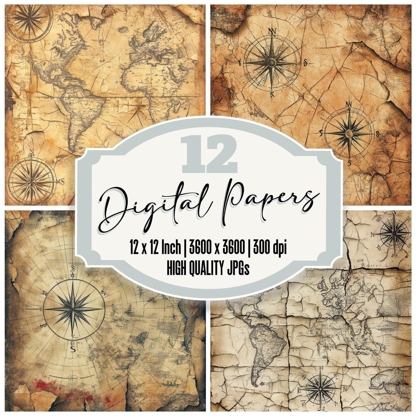 Aged Map Layers Digital Paper Pack (DDD000339)