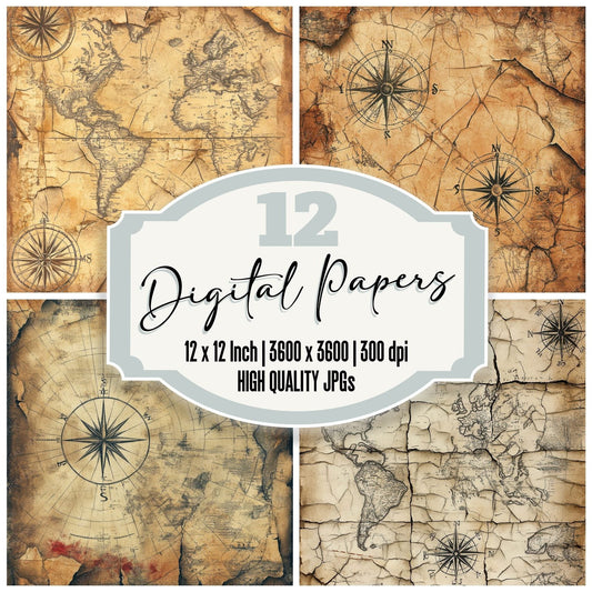 Aged Map Layers Digital Paper Pack (DDD000339)