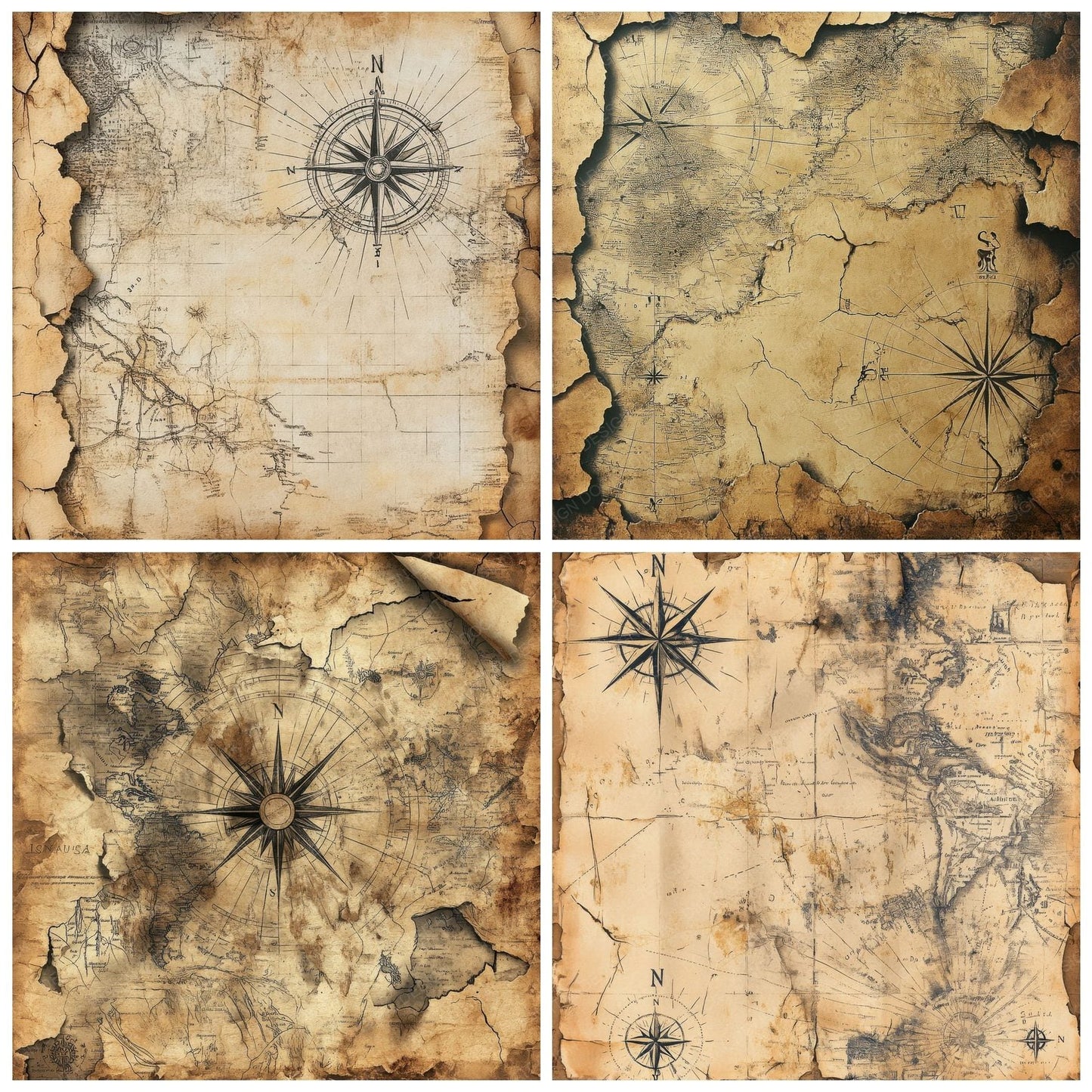 Aged Map Layers Digital Paper Pack (DDD000339)