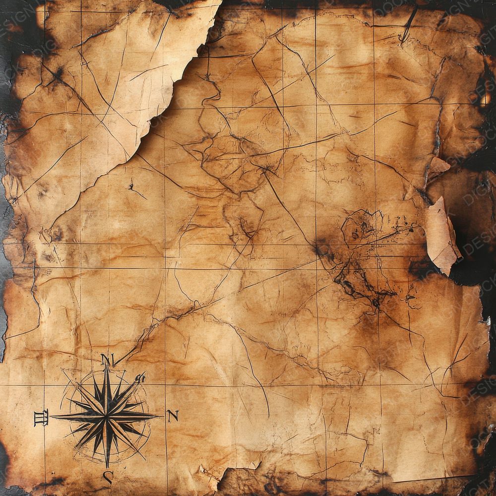Aged Map Scraps Digital Paper Pack (DDD000341)