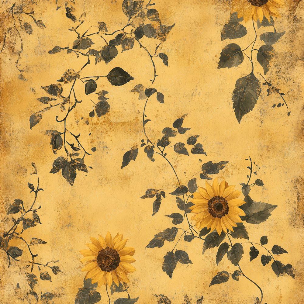 Aged Sunflower Print Digital Paper Pack (DDD000342)