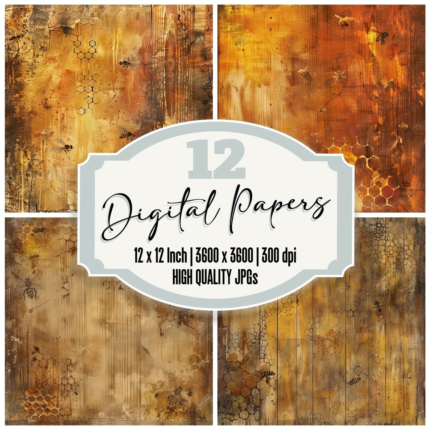 Amber and Sienna Honeycomb Digital Paper Pack (DDD000348)