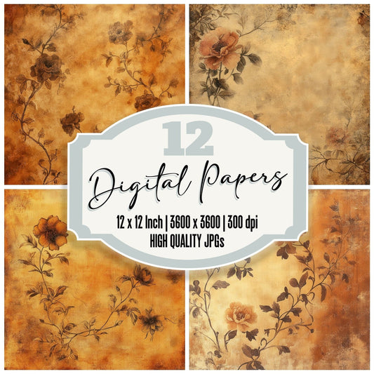 Amber Faded Bloom Digital Paper Pack (DDD000349)