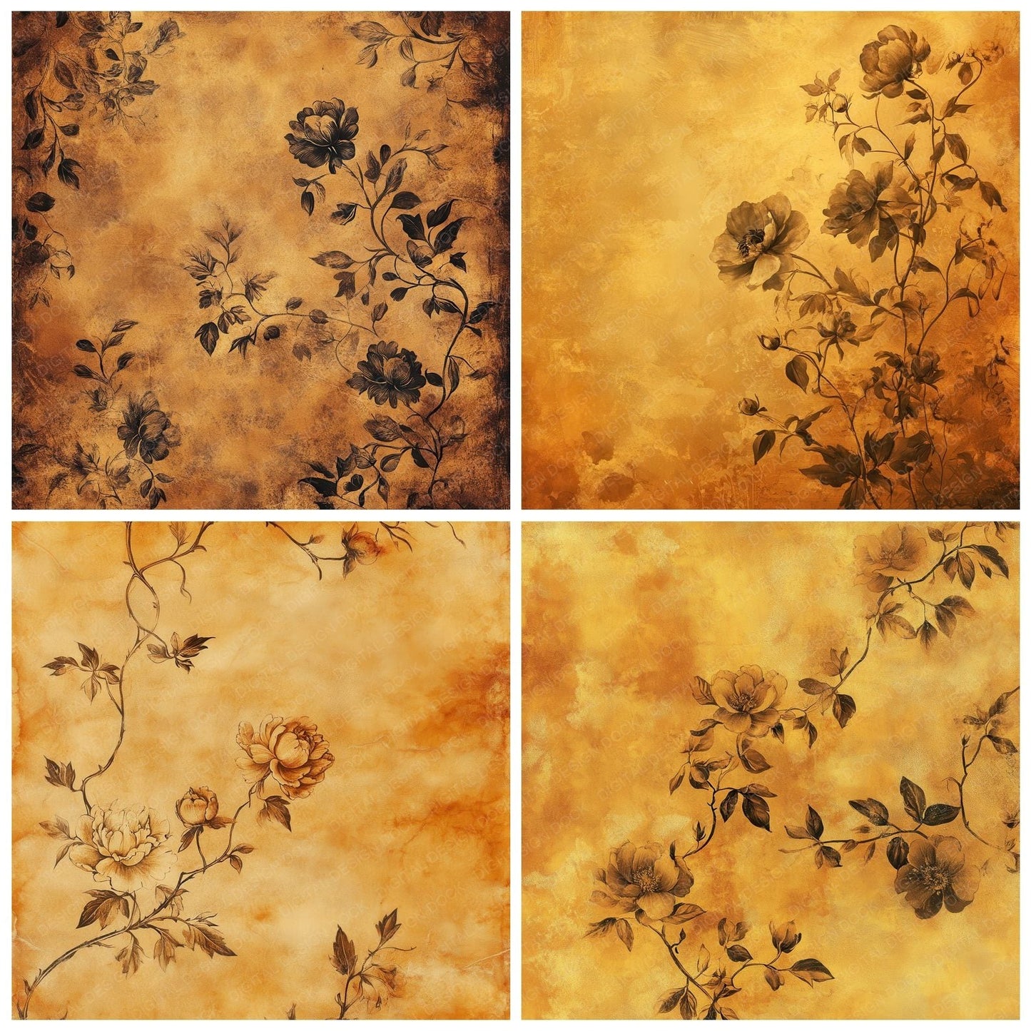 Amber Faded Bloom Digital Paper Pack (DDD000349)