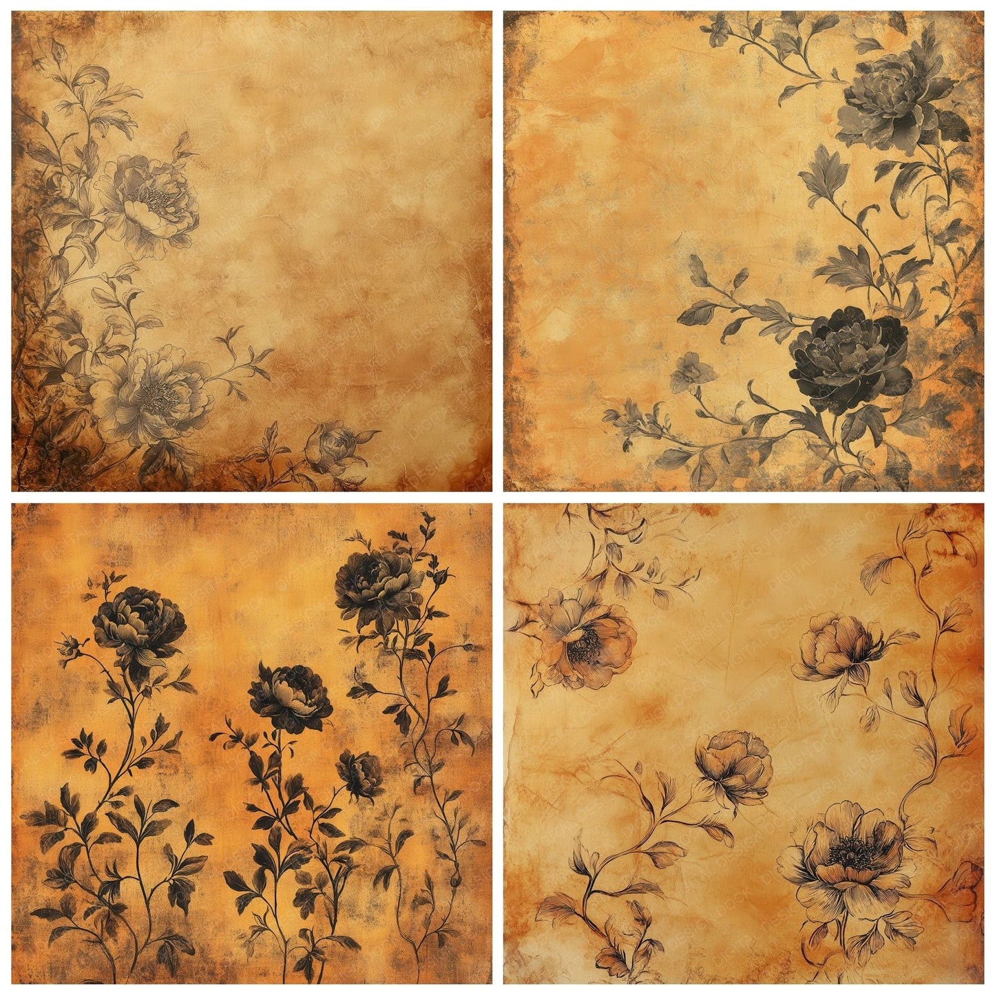 Amber Faded Bloom Digital Paper Pack (DDD000349)