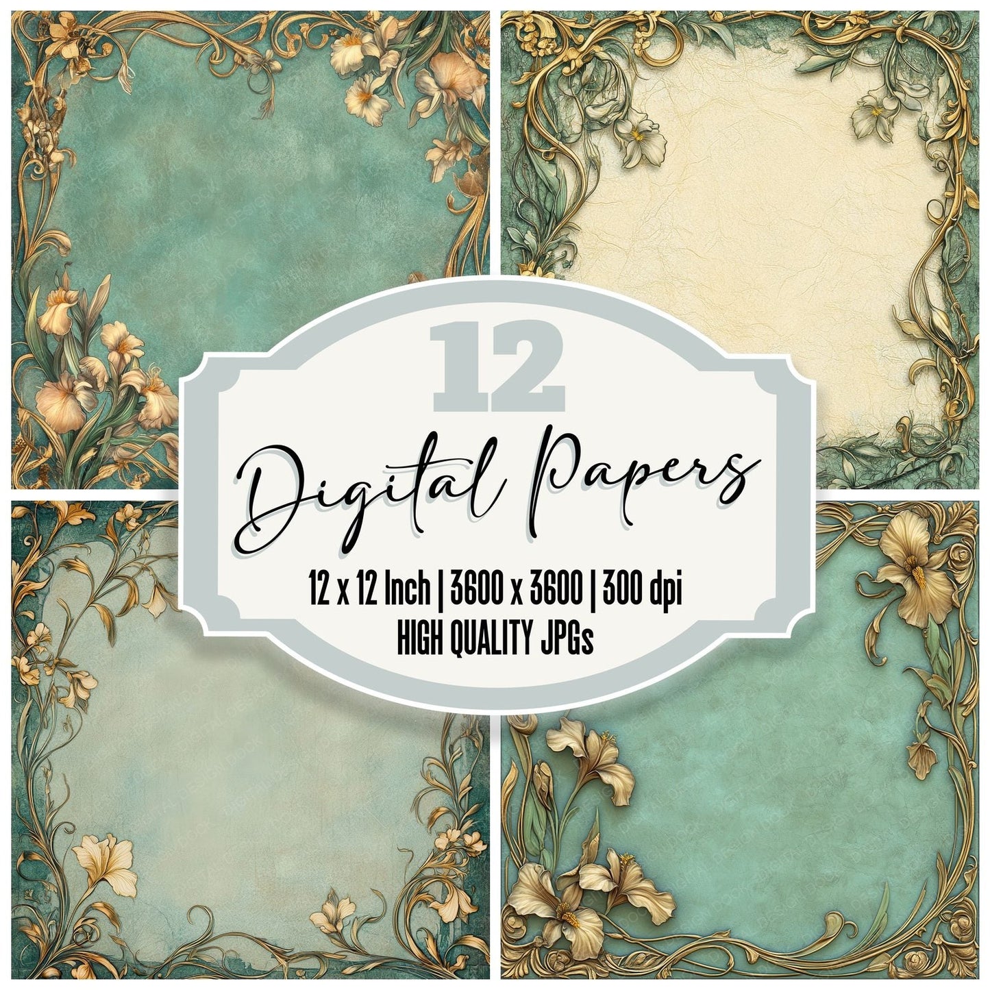 Art Nouveau Bloom Digital Paper Pack (DDD000356)