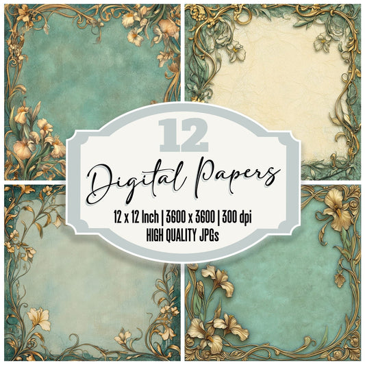 Art Nouveau Bloom Digital Paper Pack (DDD000356)