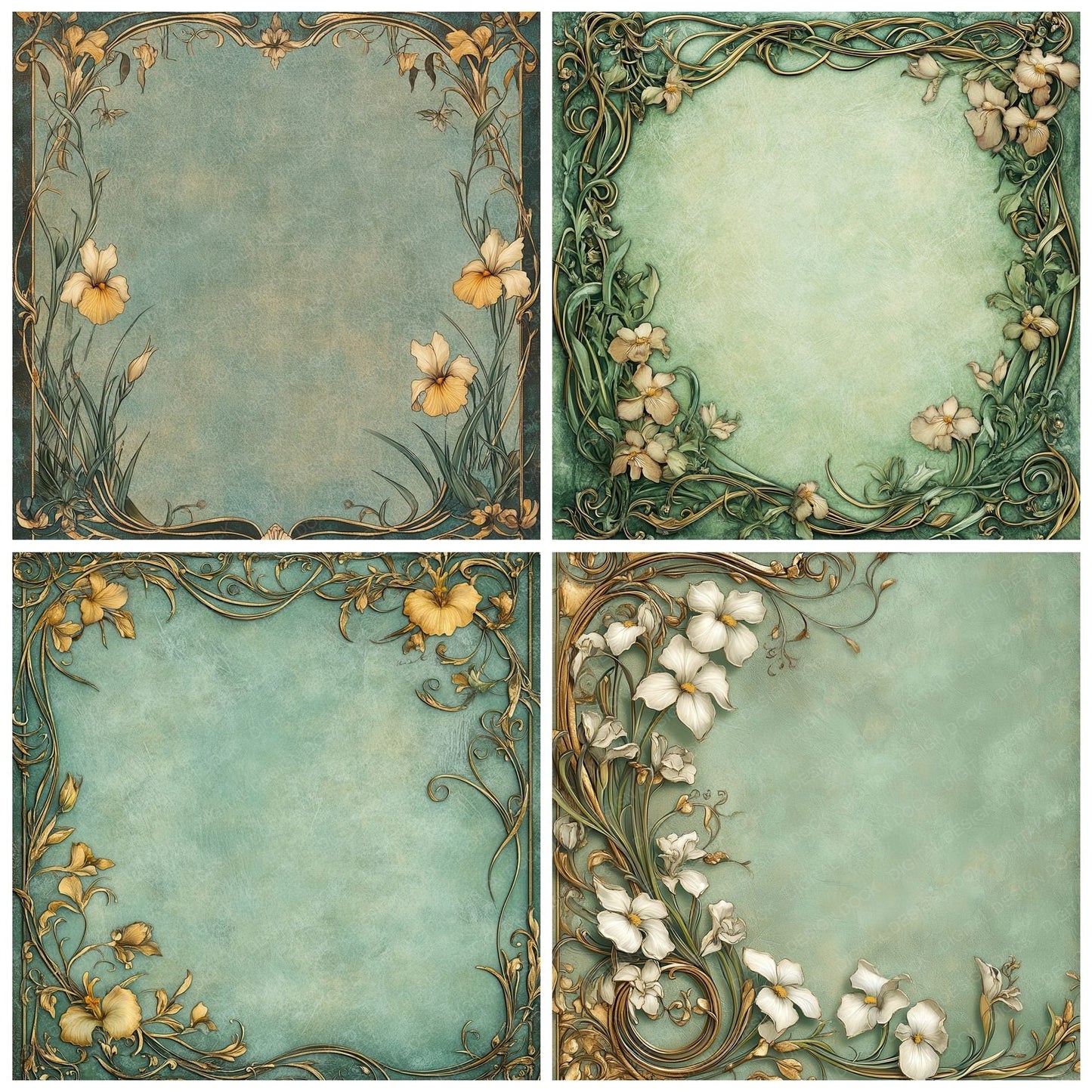 Art Nouveau Bloom Digital Paper Pack (DDD000356)
