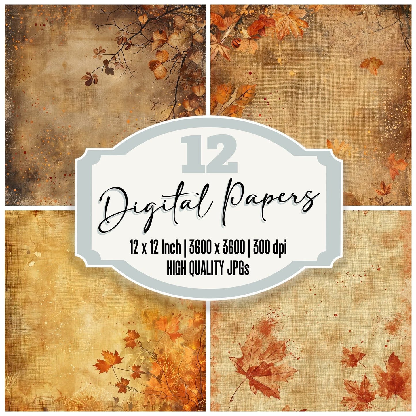 Autumn Fall Leaves Digital Paper Pack (DDD000359)