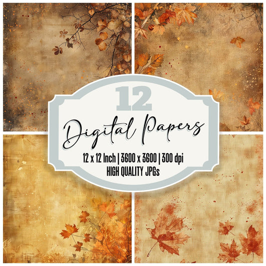 Autumn Fall Leaves Digital Paper Pack (DDD000359)