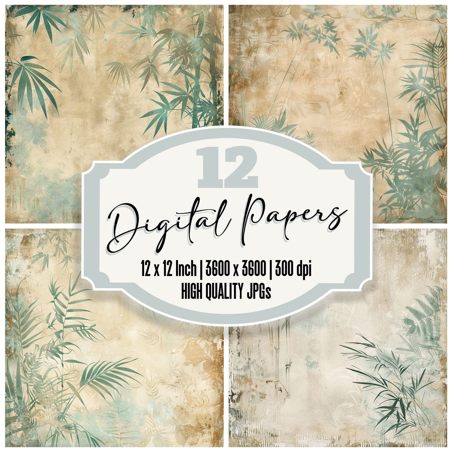 Bamboo Stalks and Ferns Digital Paper Pack (DDD000364)