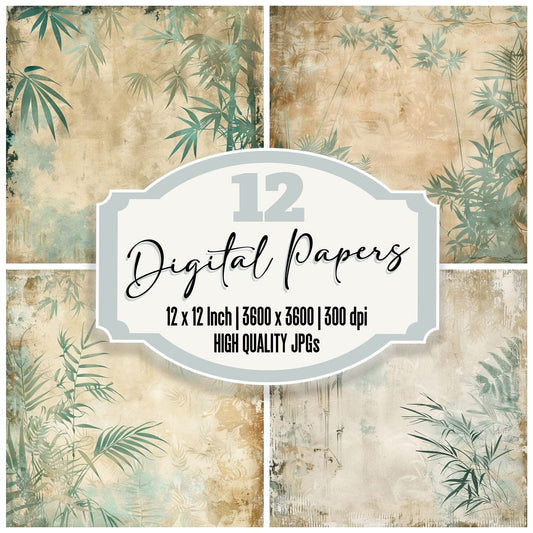 Bamboo Stalks and Ferns Digital Paper Pack (DDD000364)