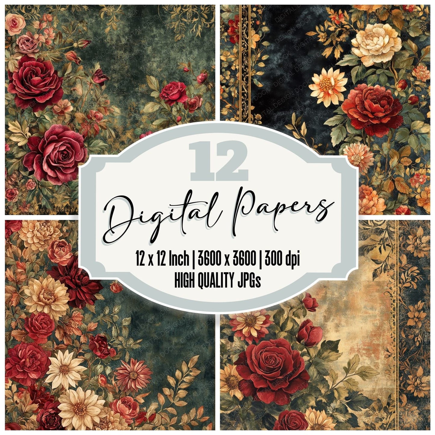 Baroque Bloom Digital Paper Pack (DDD000365)