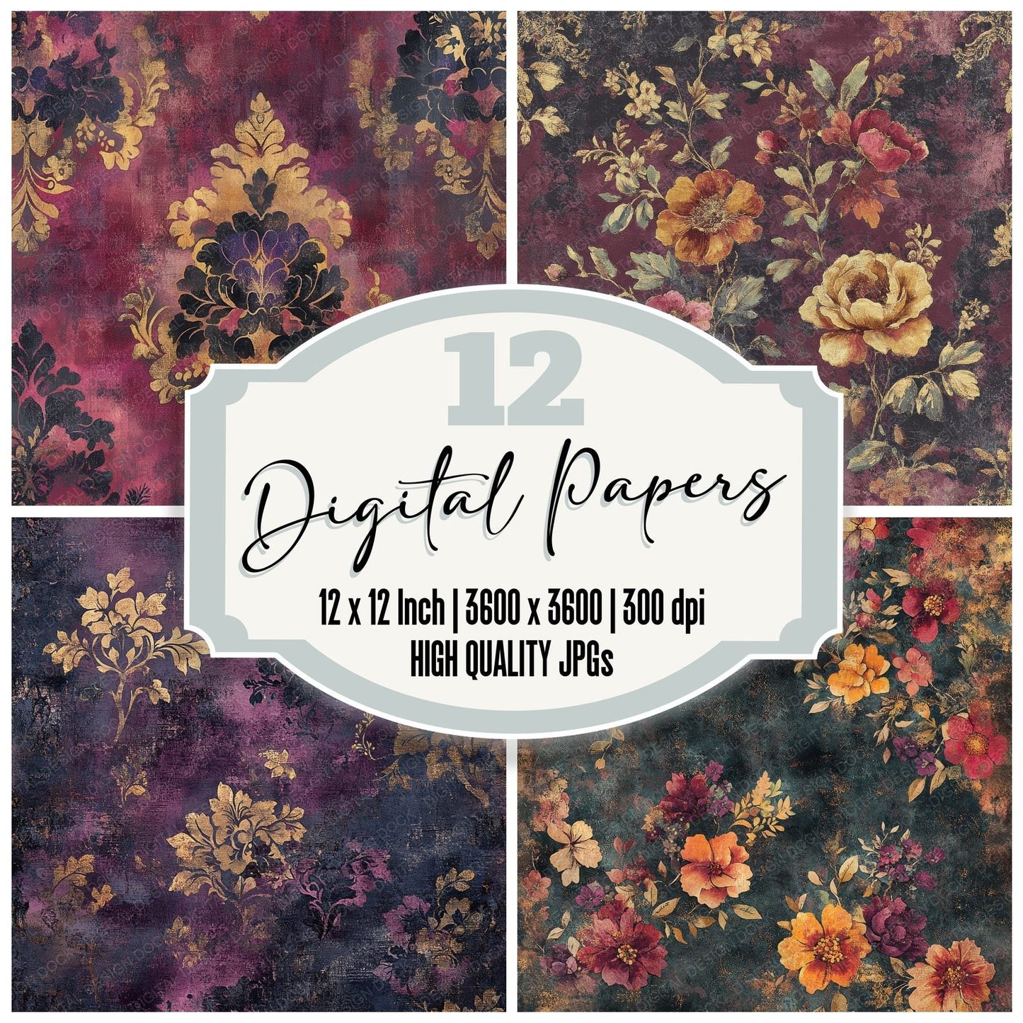 Baroque Bloom Decay Digital Paper Pack (DDD000366)