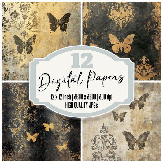 Baroque Butterfly Relic Digital Paper Pack (DDD000367)