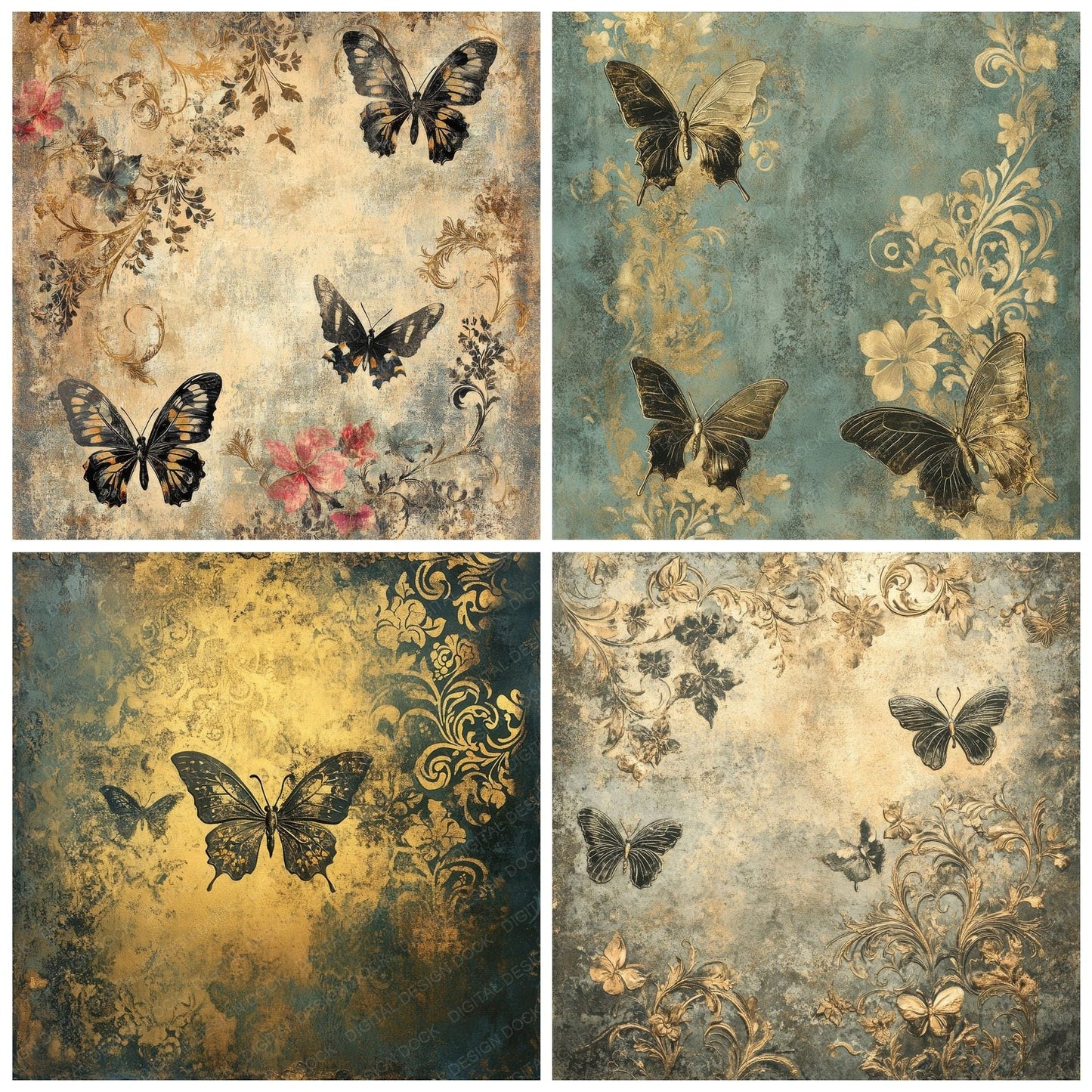 Baroque Butterfly Relic Digital Paper Pack (DDD000367)