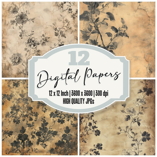 Baroque Floral Decay Digital Paper Pack (DDD000368)