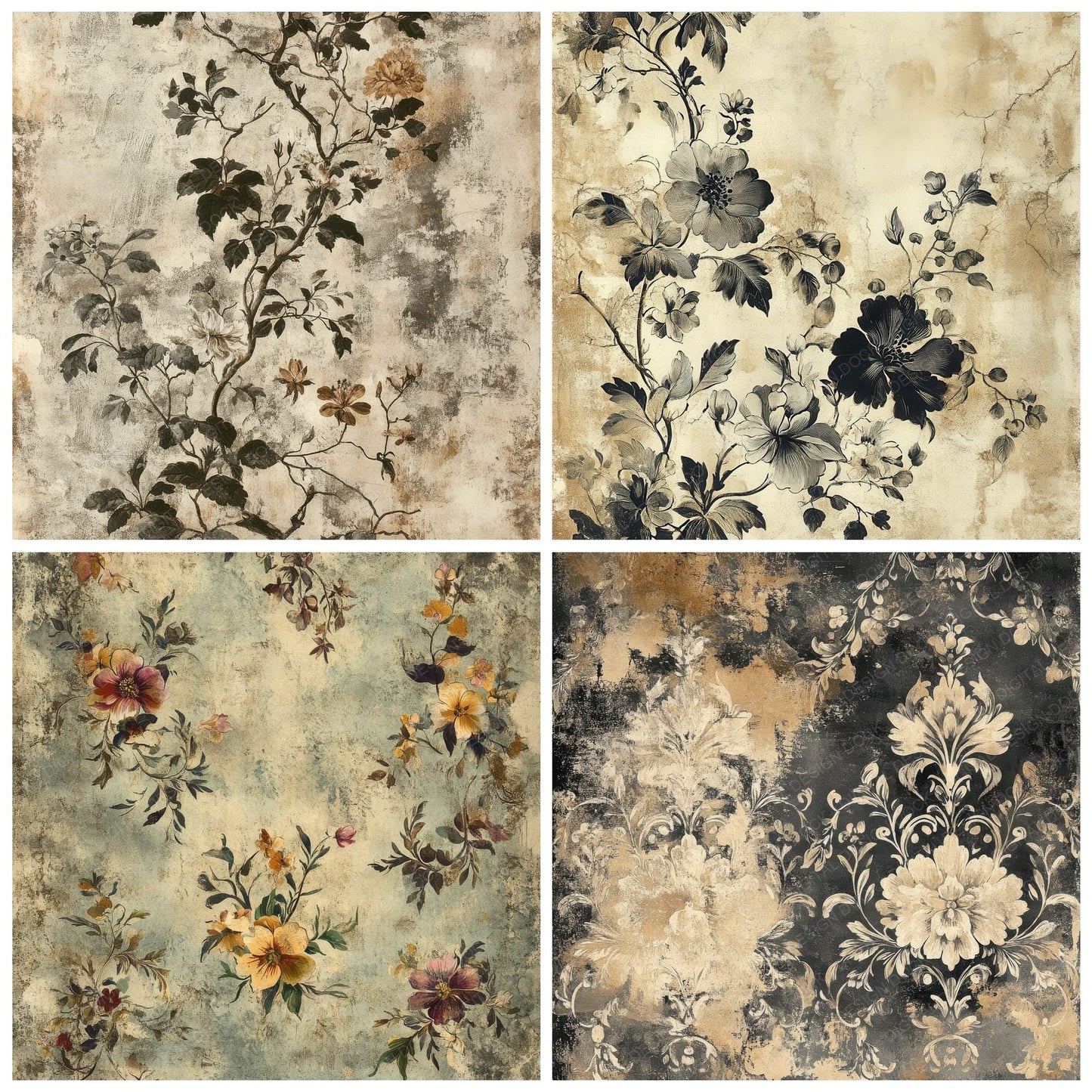 Baroque Floral Decay Digital Paper Pack (DDD000368)