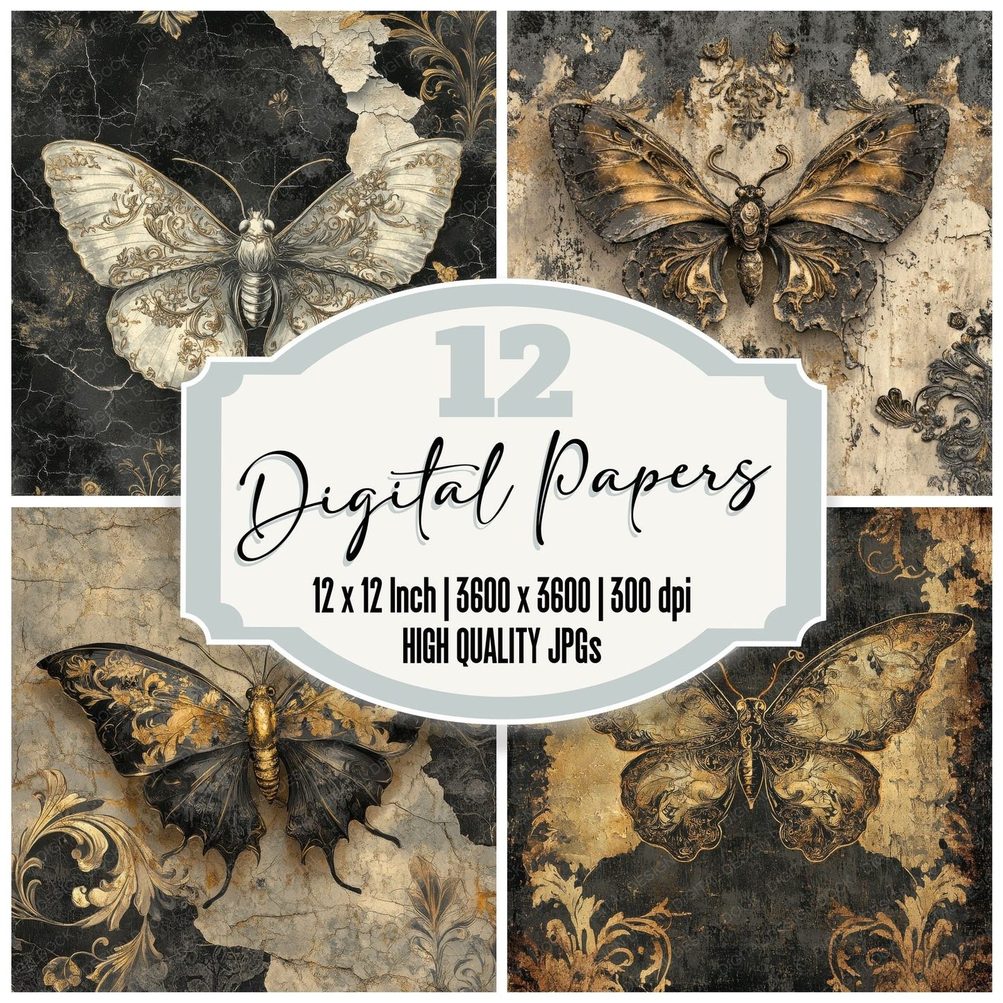 Baroque Moth Relic Digital Paper Pack (DDD000369)