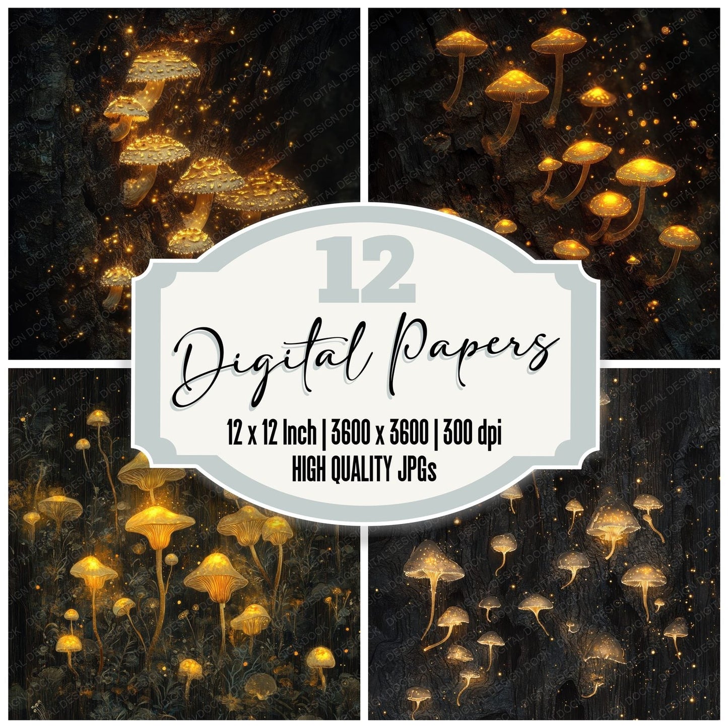 Bioluminescent Fungi Digital Paper Pack (DDD000371)