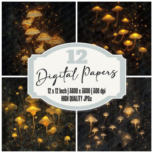 Bioluminescent Fungi Digital Paper Pack (DDD000371)