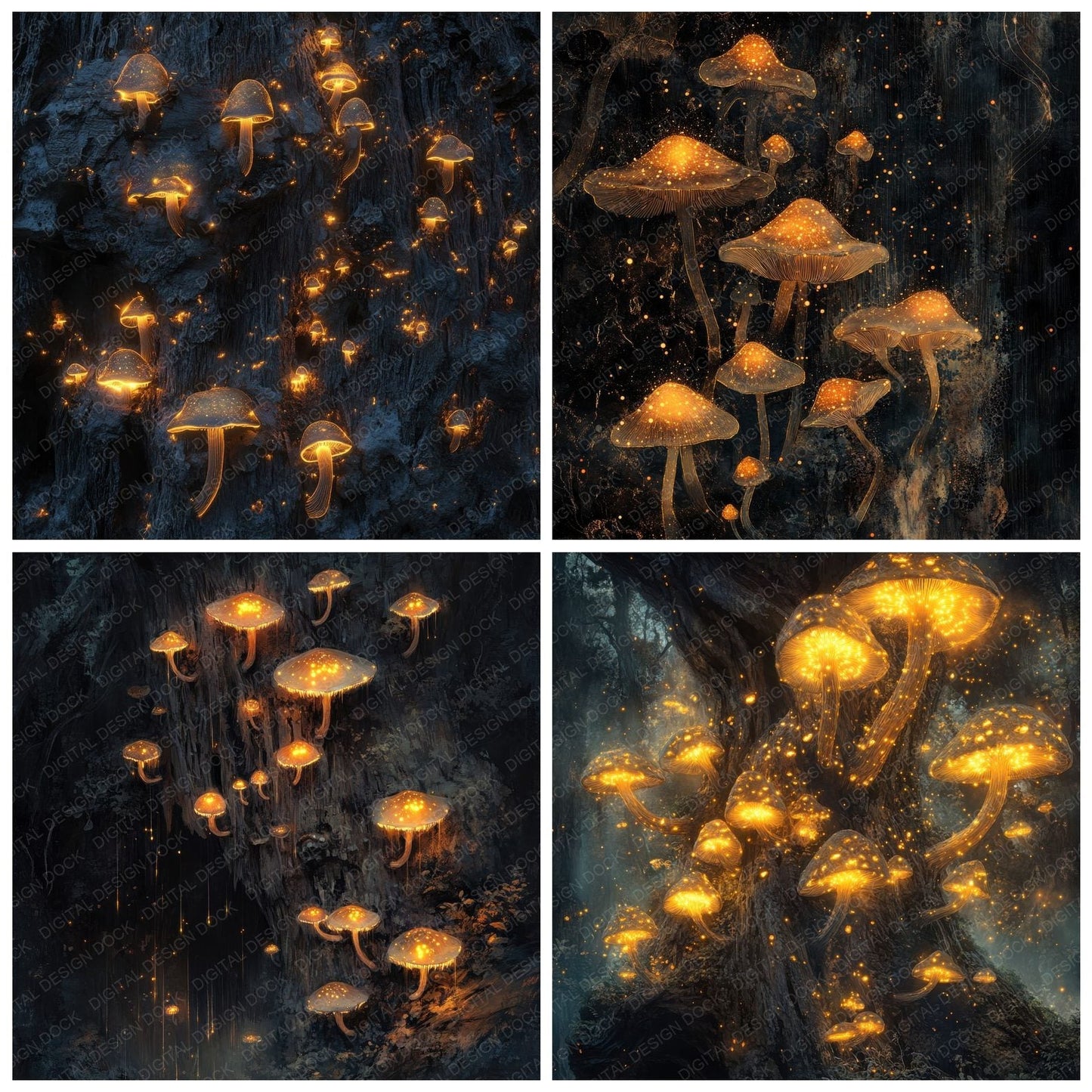 Bioluminescent Fungi Digital Paper Pack (DDD000371)